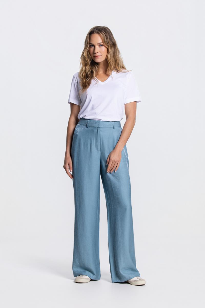 DARA GLANZENDE PANTALON IN AQUAMARIJN