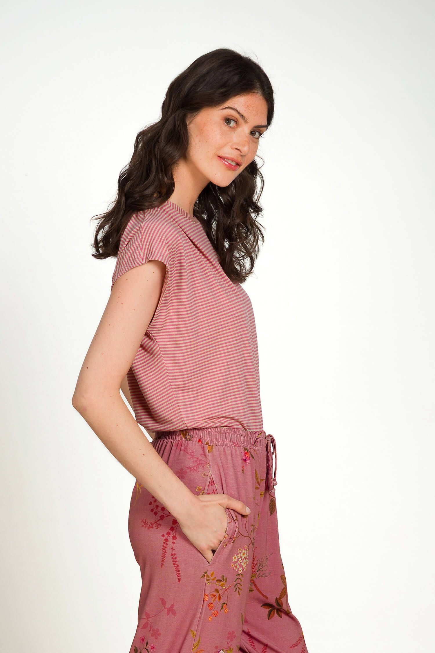 Tatum Top Korte Mouw Little Sumo Stripe Roze