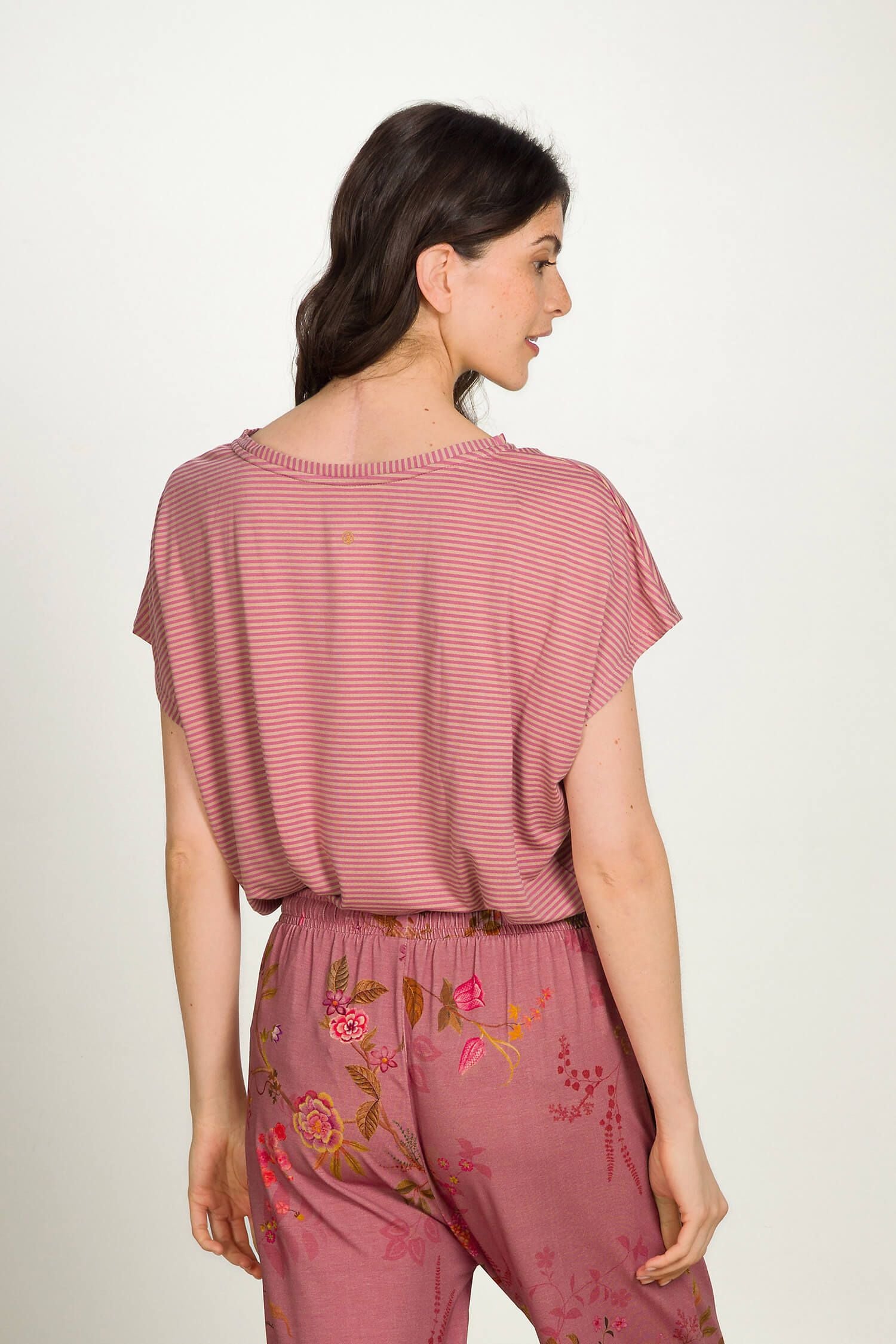 Tatum Top Korte Mouw Little Sumo Stripe Roze