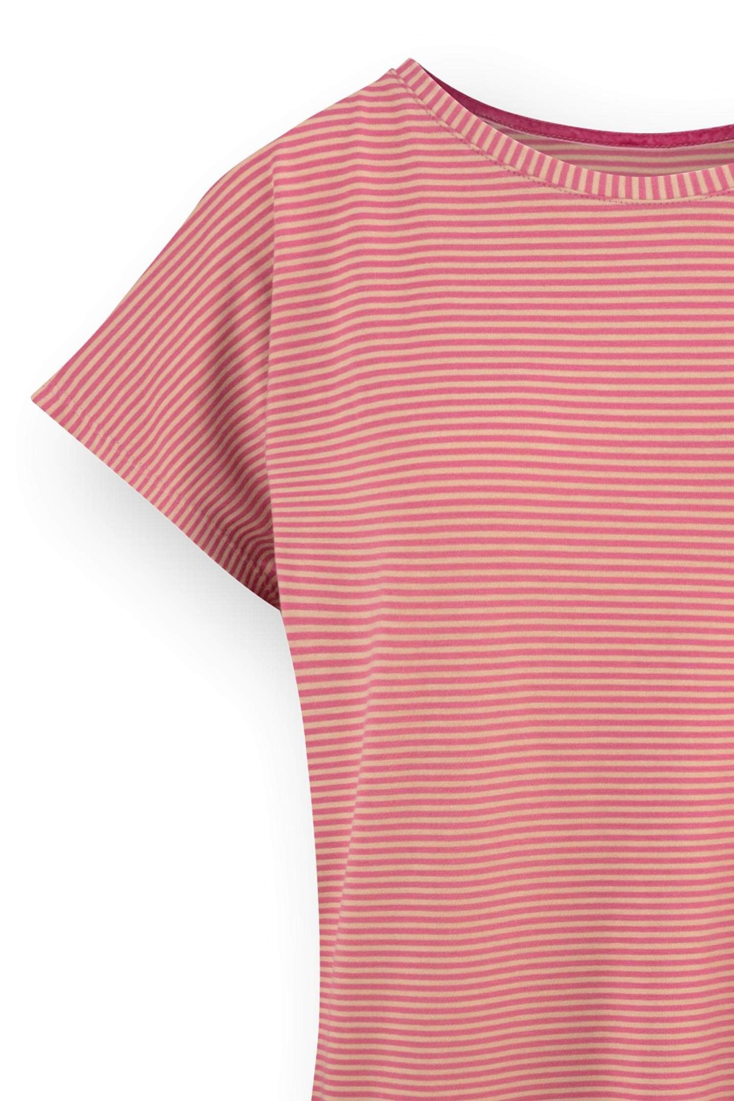 Tatum Top Korte Mouw Little Sumo Stripe Roze