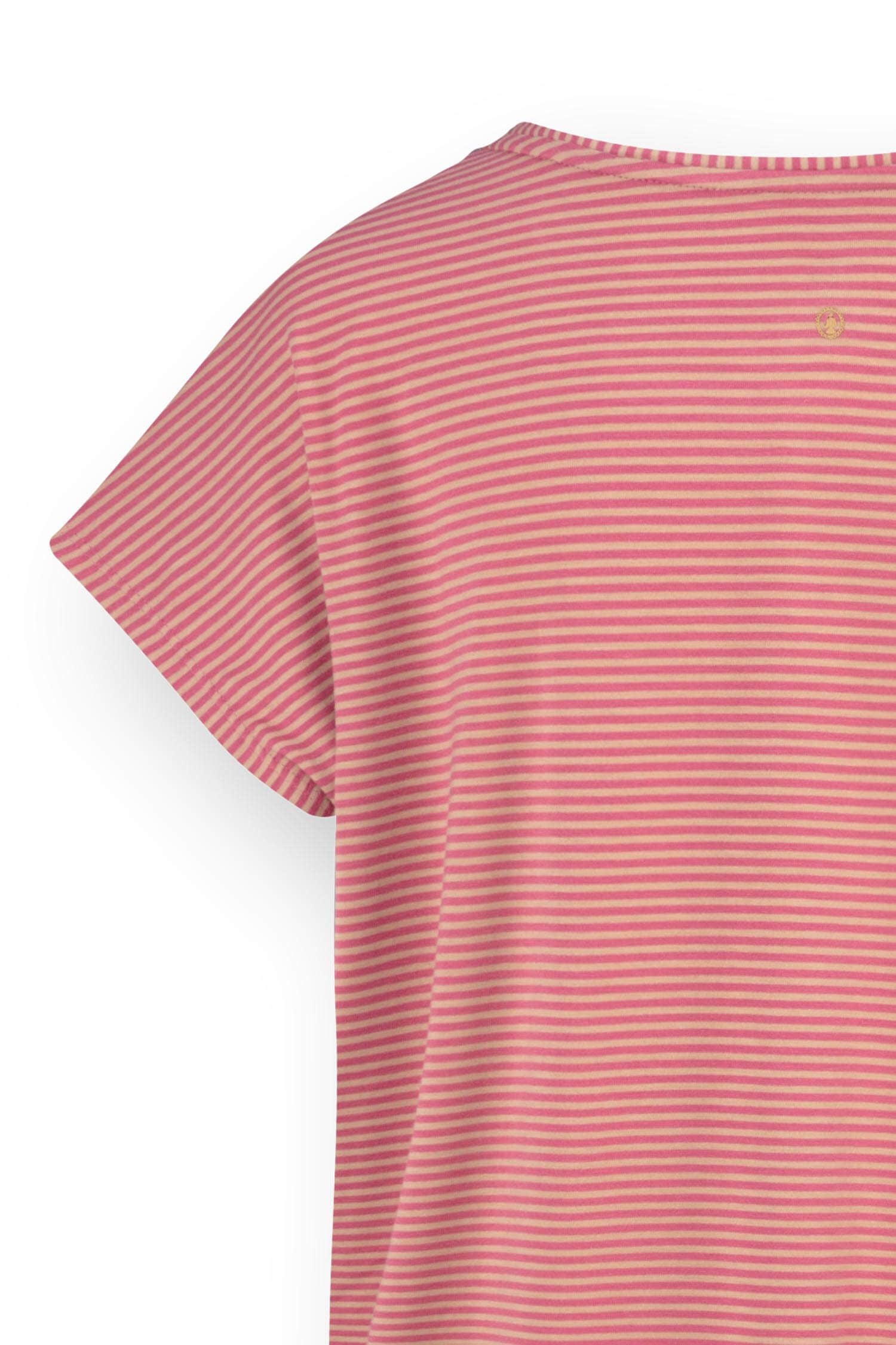 Tatum Top Korte Mouw Little Sumo Stripe Roze