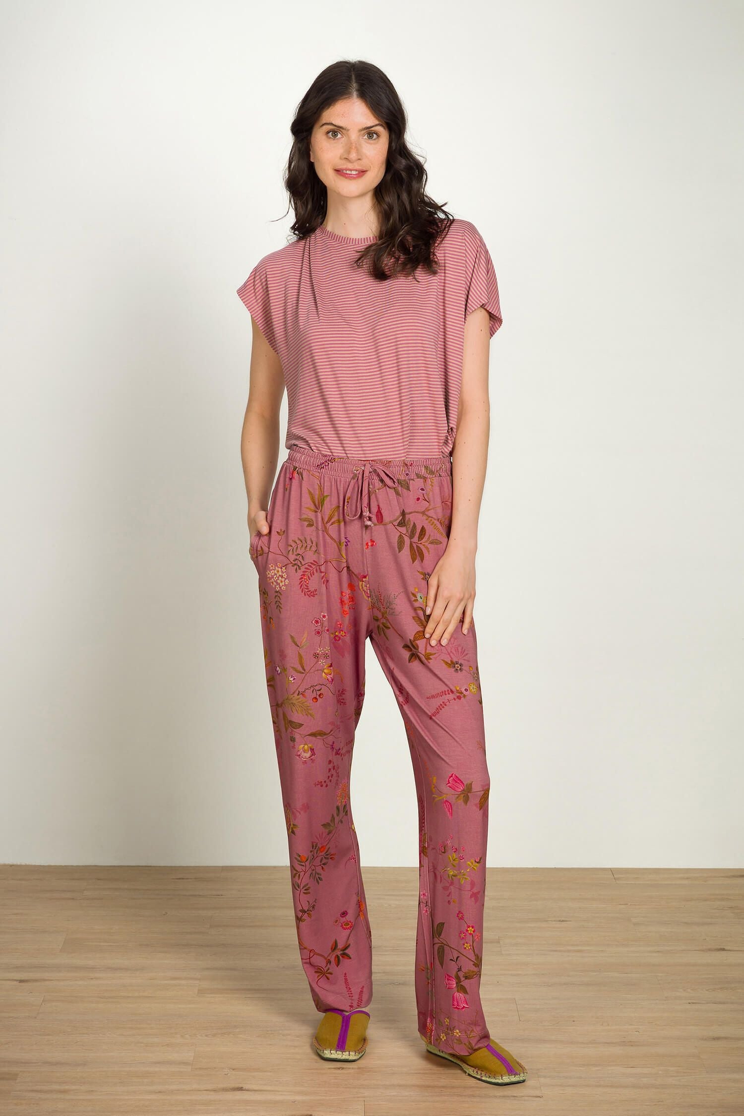 Belin Lange Broek Bodhi Flower Donkerroze