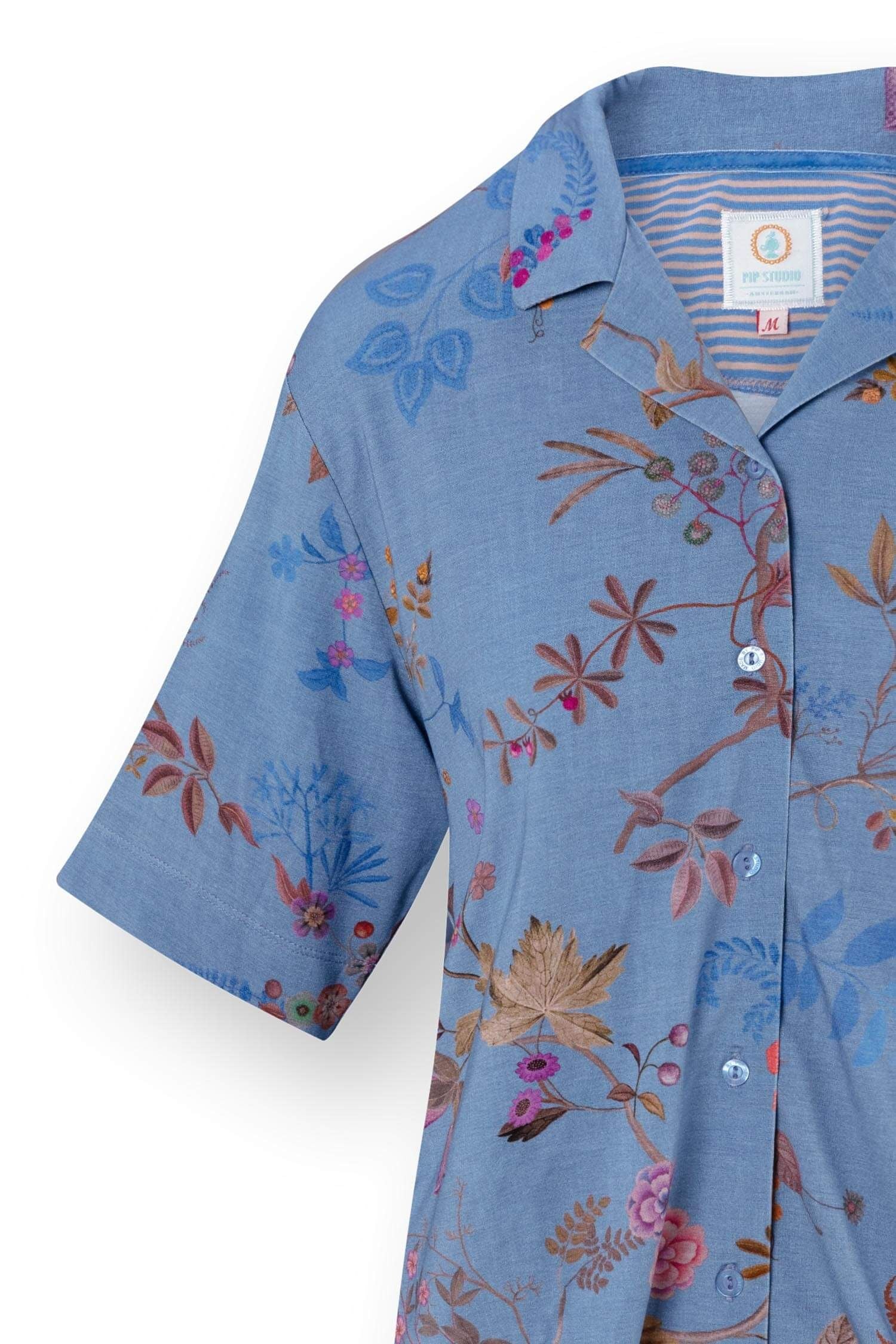 Flora Top Korte Mouw Bodhi Flower Blauw