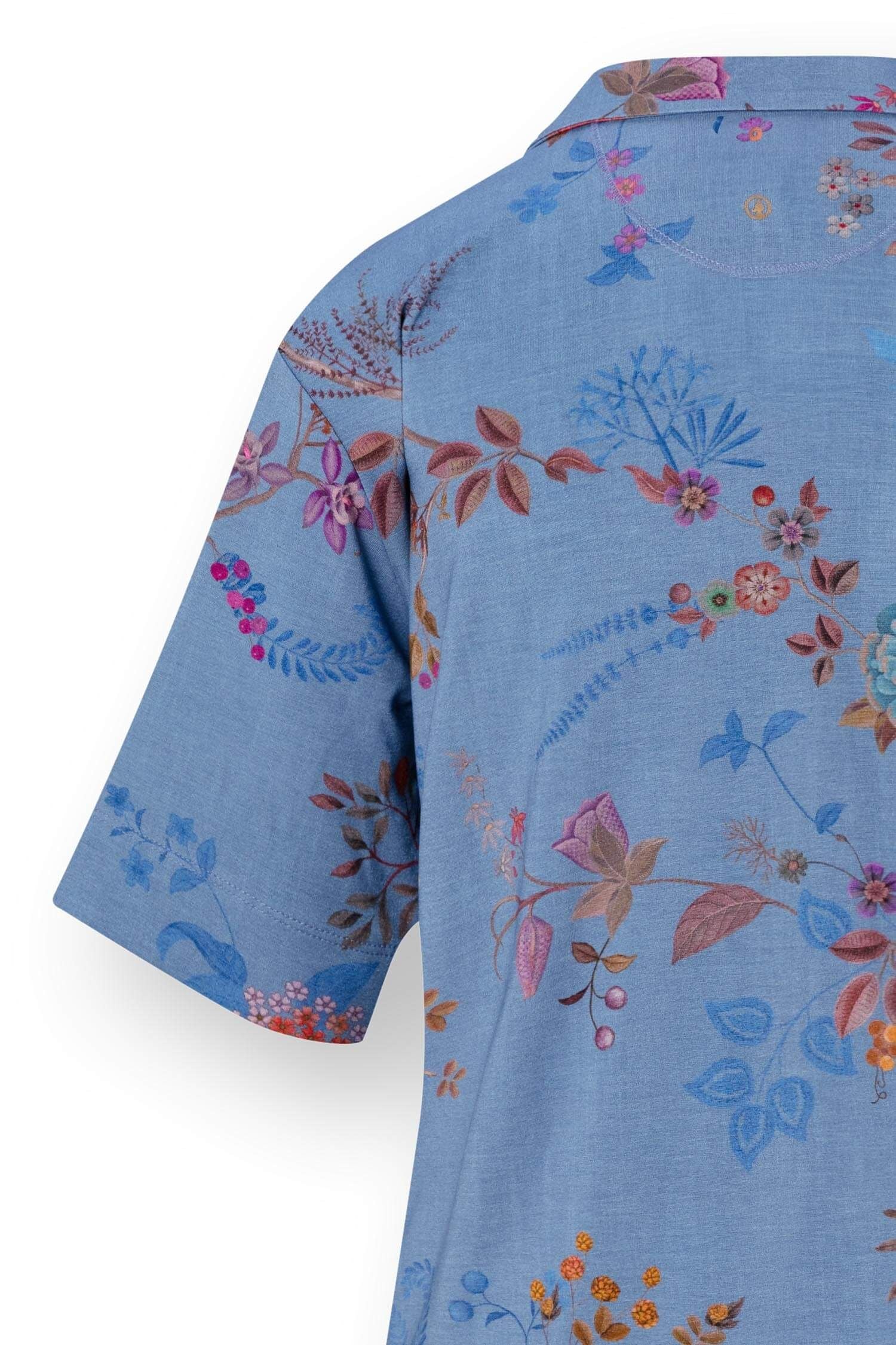 Flora Top Korte Mouw Bodhi Flower Blauw