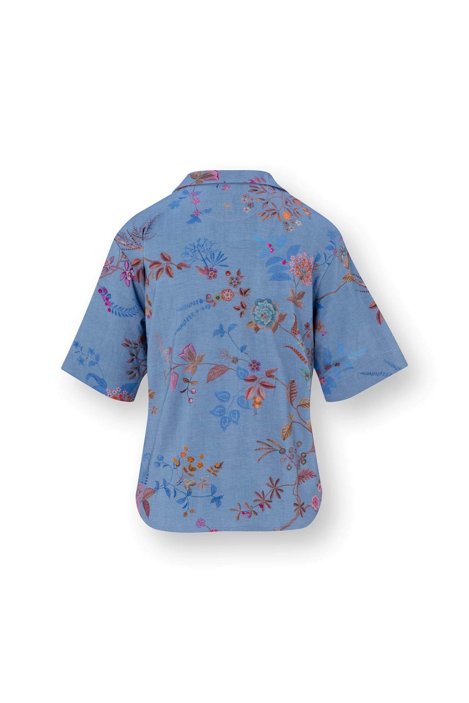 Flora Top Korte Mouw Bodhi Flower Blauw