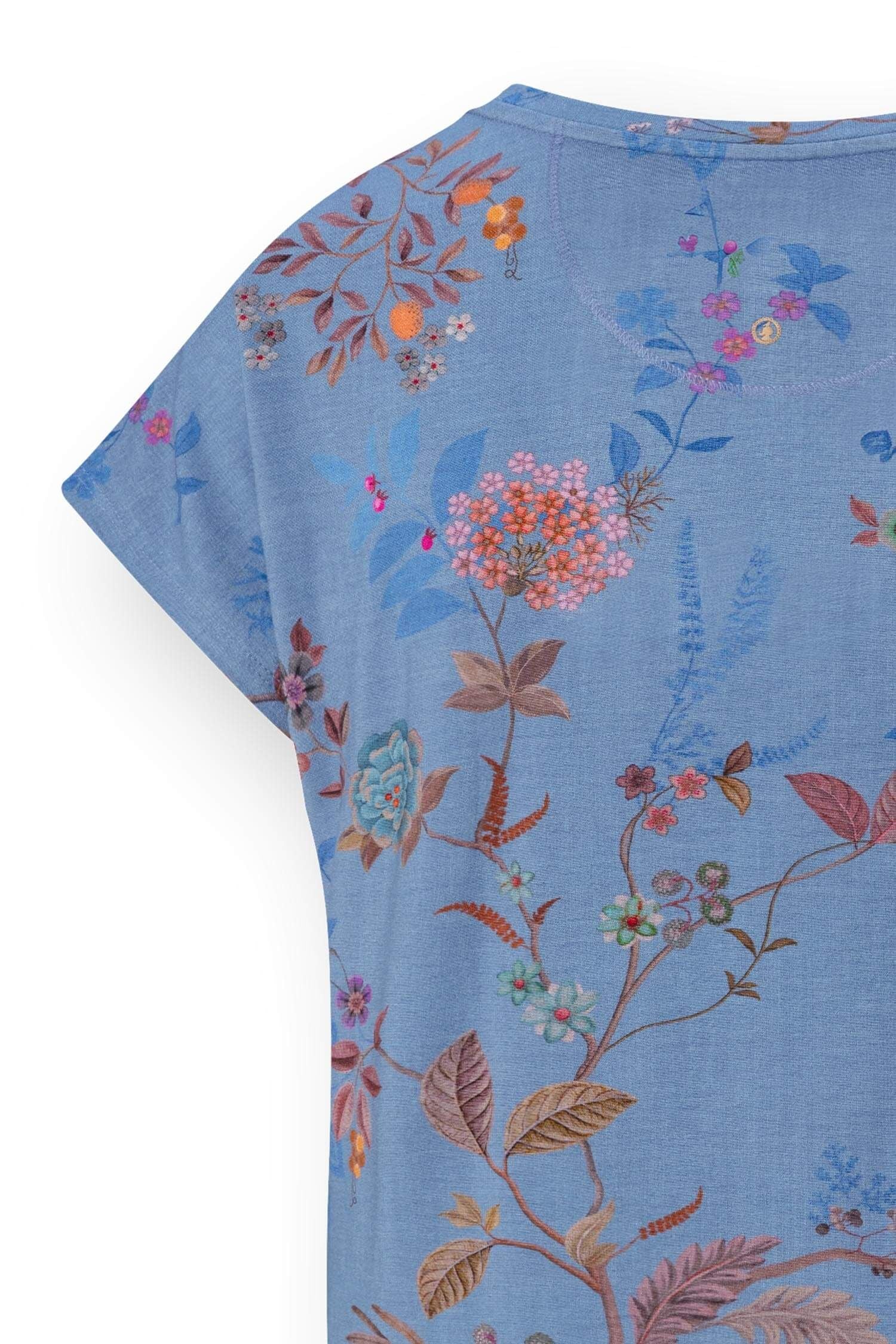 Tatum Top Korte Mouw Bodhi Flower Blauw