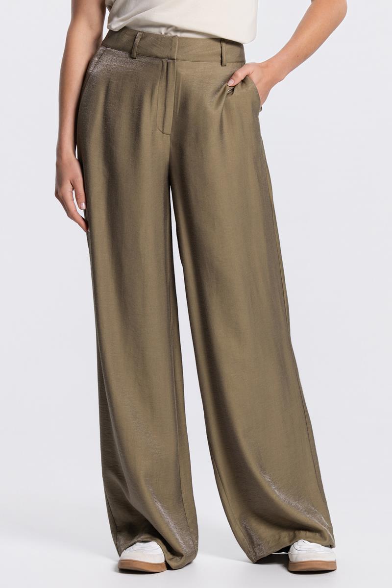 DARA GLANZENDE PANTALON IN LEGERGROEN