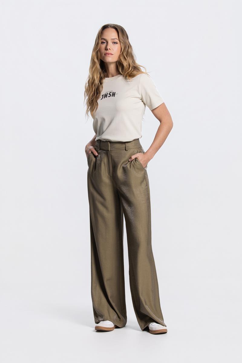 DARA GLANZENDE PANTALON IN LEGERGROEN
