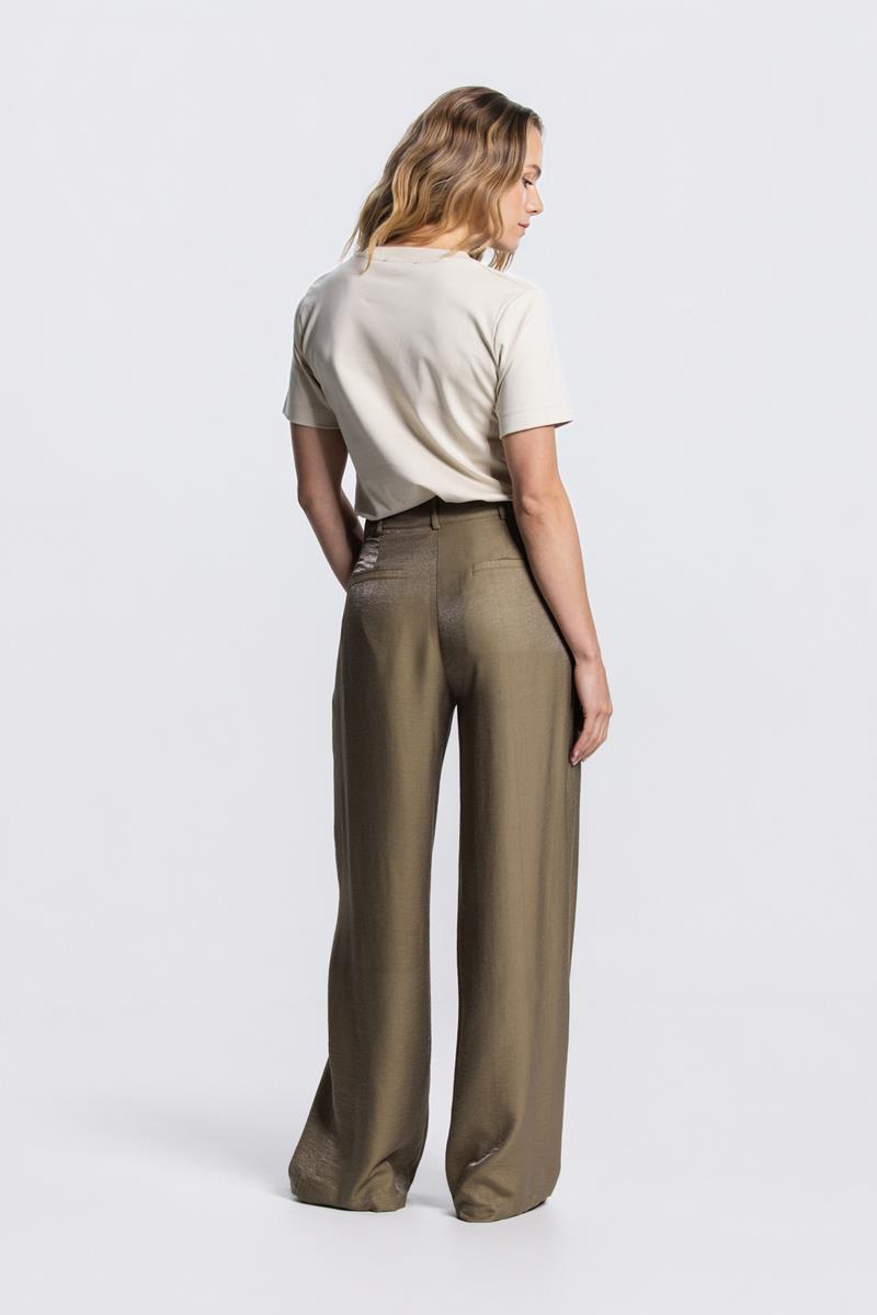 DARA GLANZENDE PANTALON IN LEGERGROEN