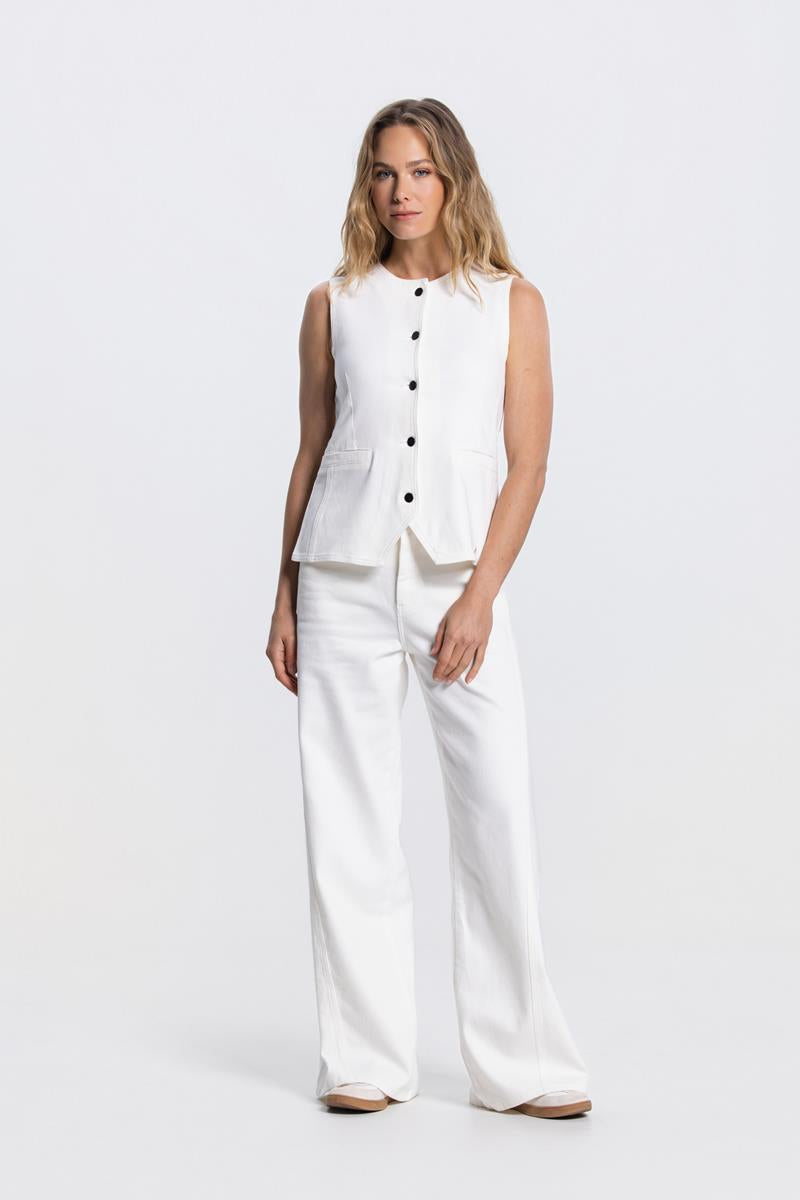 MADOU DENIM GILET IN OFF WHITE