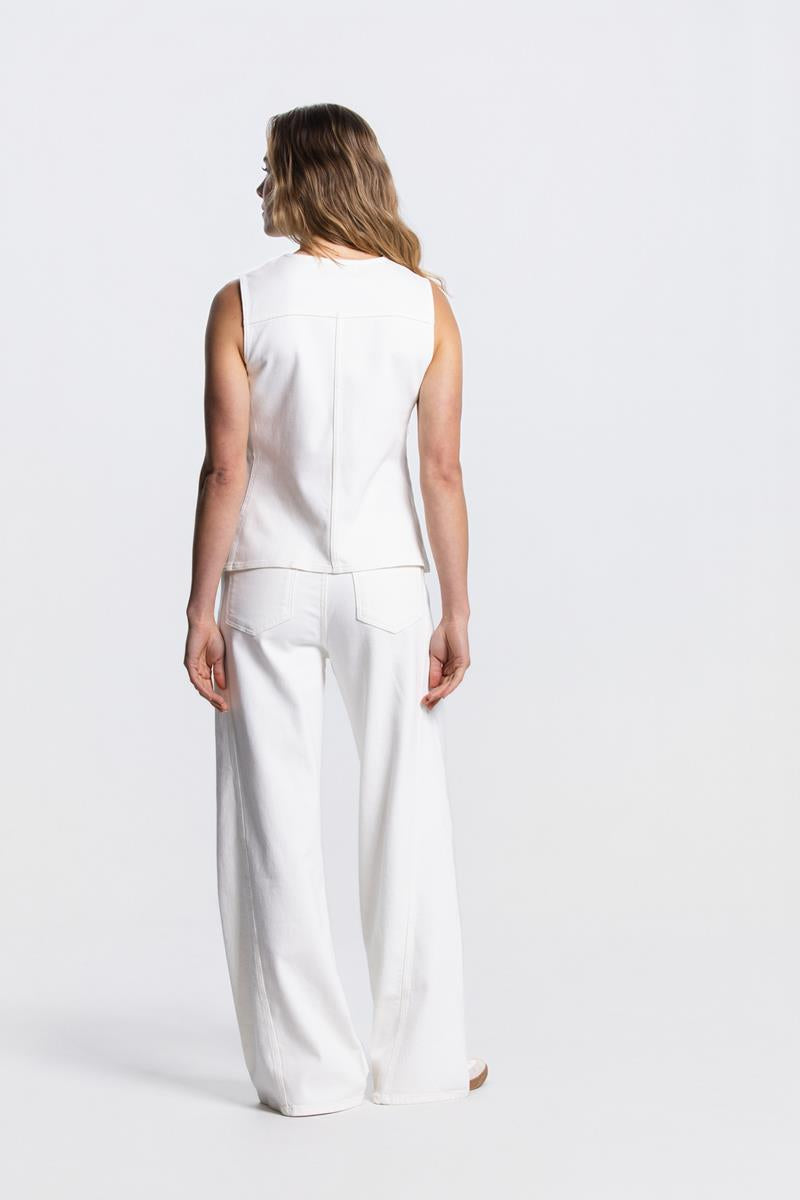 MADOU DENIM GILET IN OFF WHITE