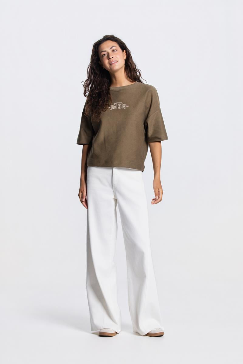 NOEKA KORTE MOUW SWEATER IN LEGERGROEN