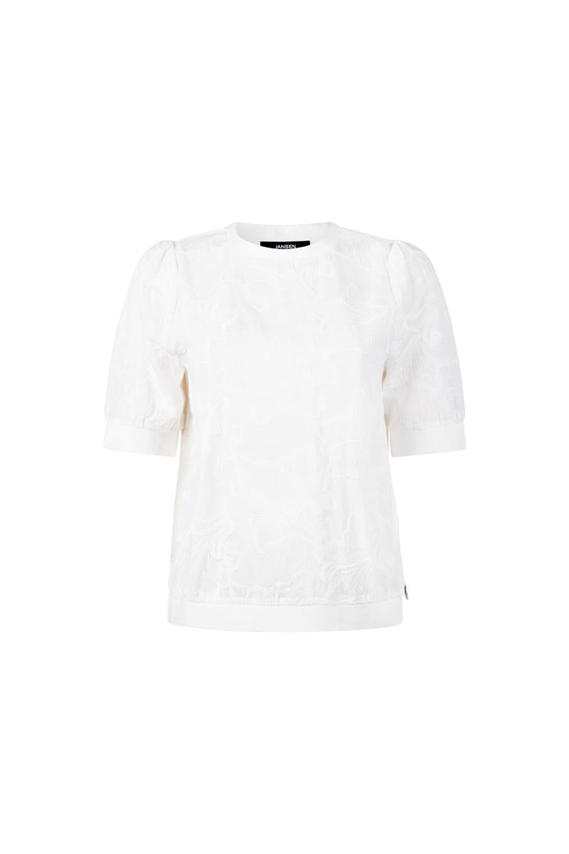 NOEL TOP MET 3D BLOEMENPRINT IN OFF WHITE