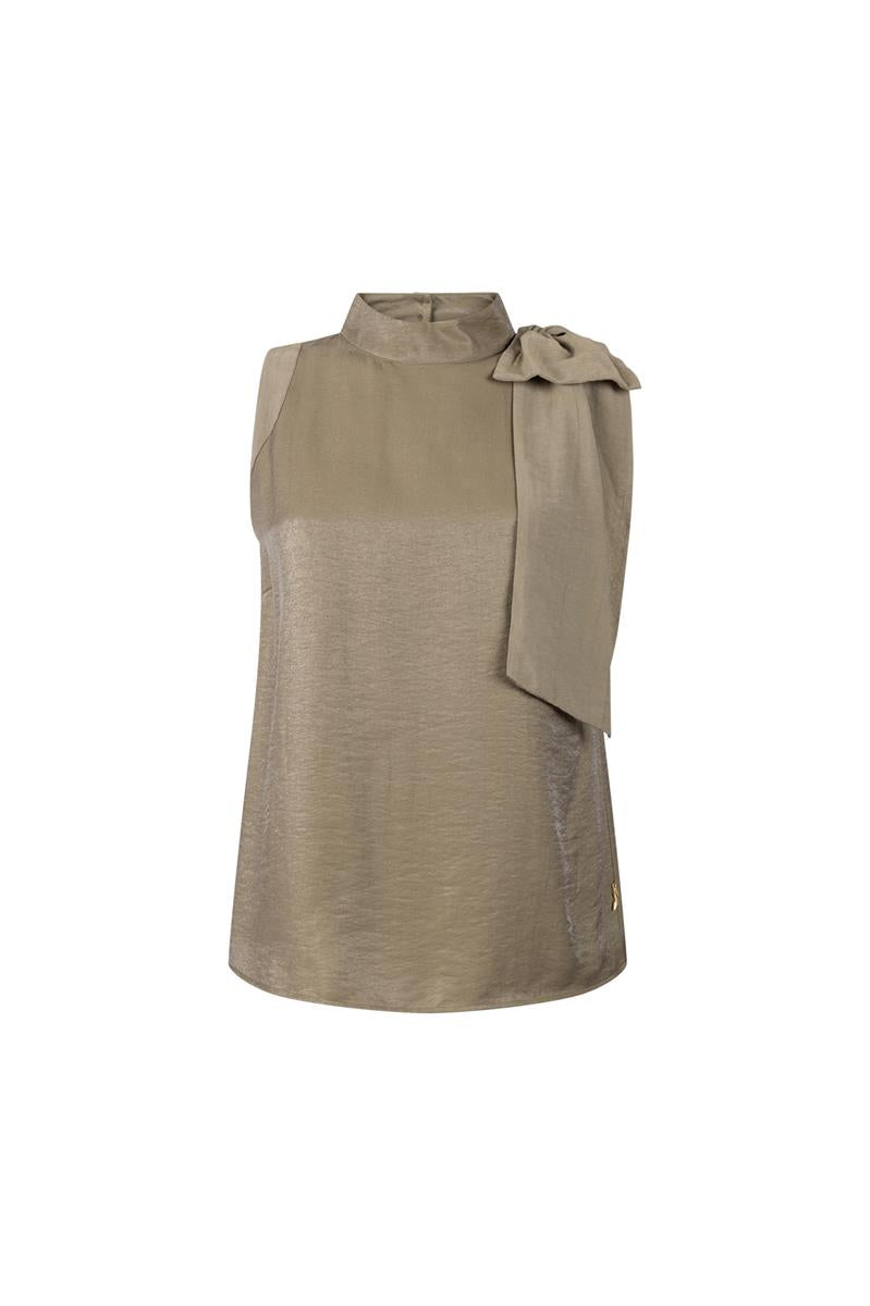 ORLA MOUWLOZE GLANS BLOUSE IN LEGERGROEN