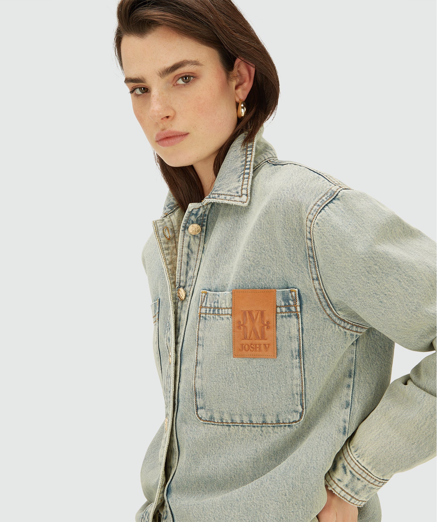 MYLESSA oversized denim blouse - light dirty denim