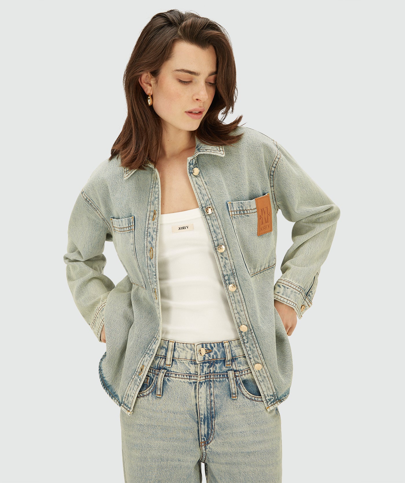 MYLESSA oversized denim blouse - light dirty denim