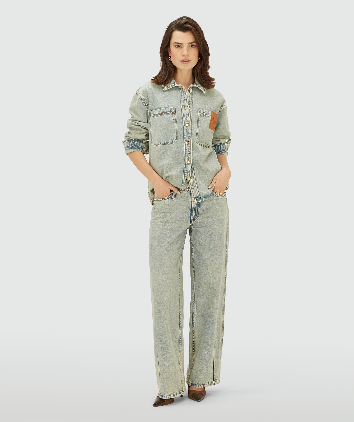 MYLESSA oversized denim blouse - light dirty denim