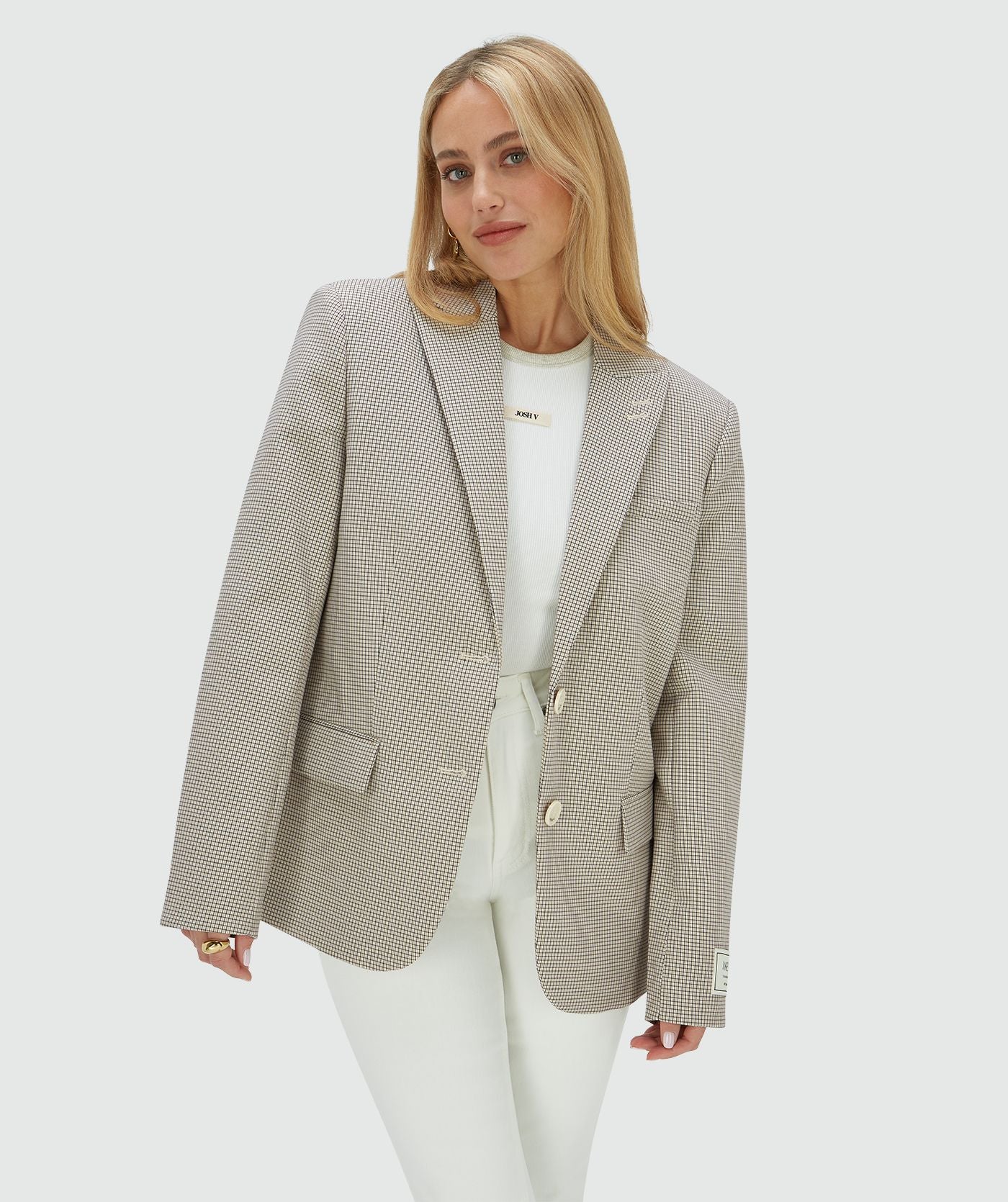 NICK oversized blazer - stone check