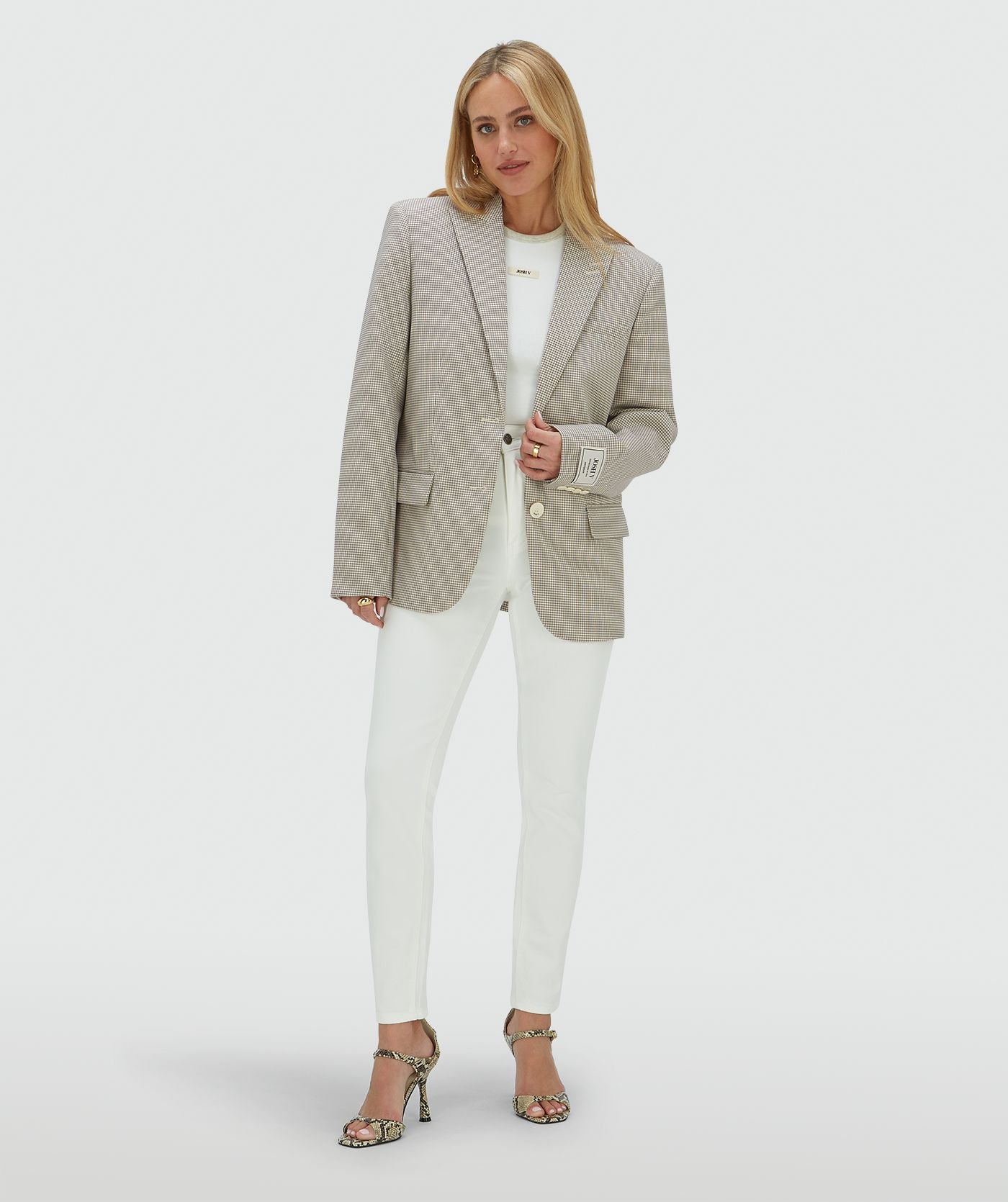 NICK oversized blazer - stone check