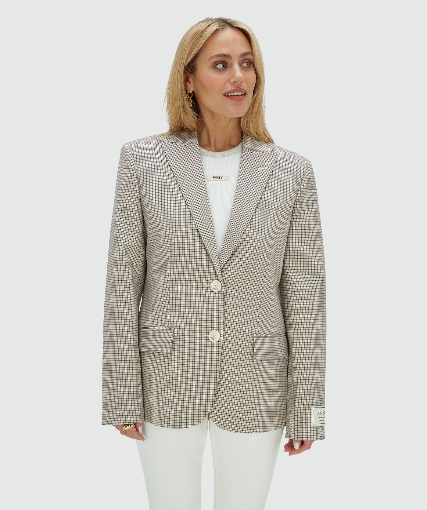 NICK oversized blazer - stone check