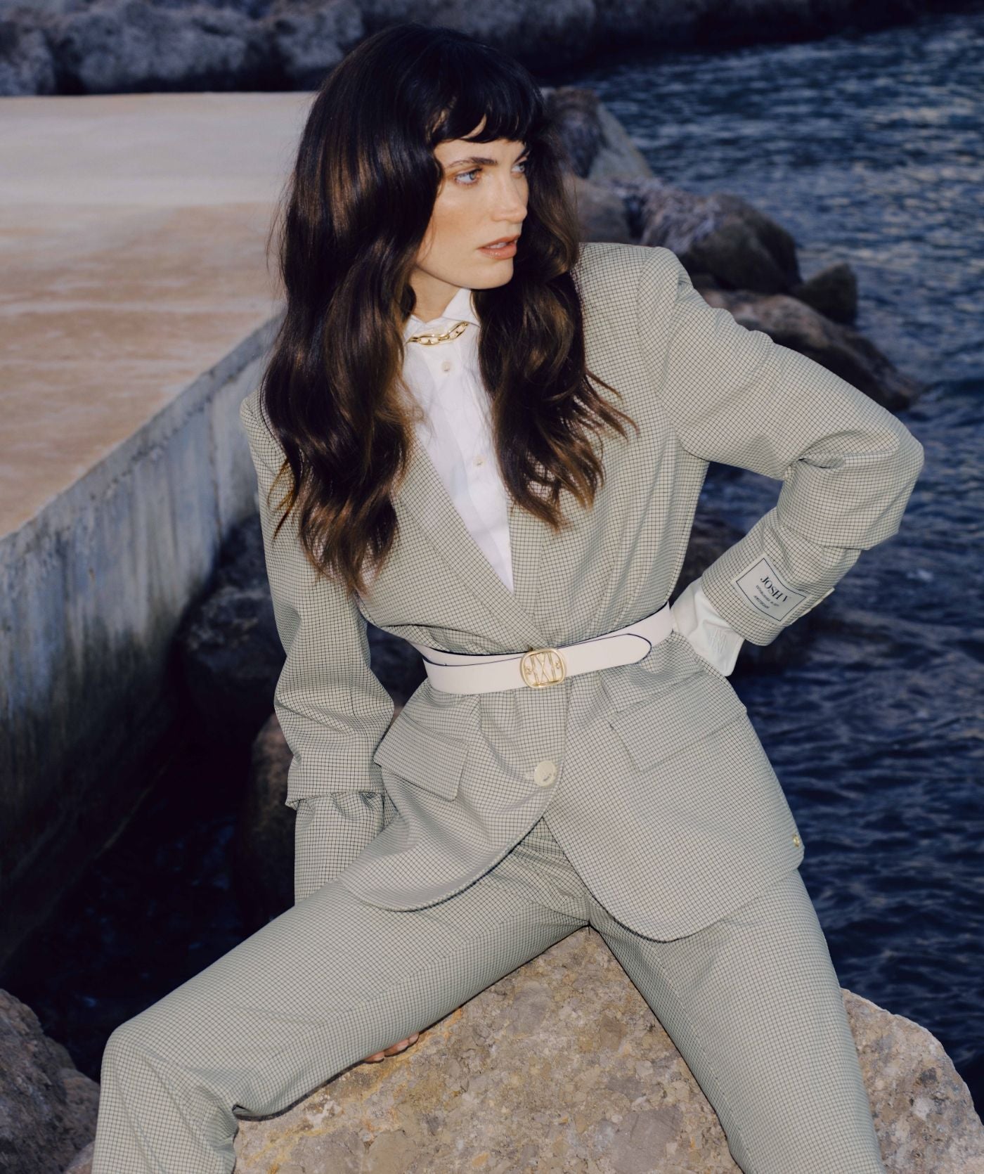 NICK oversized blazer - stone check