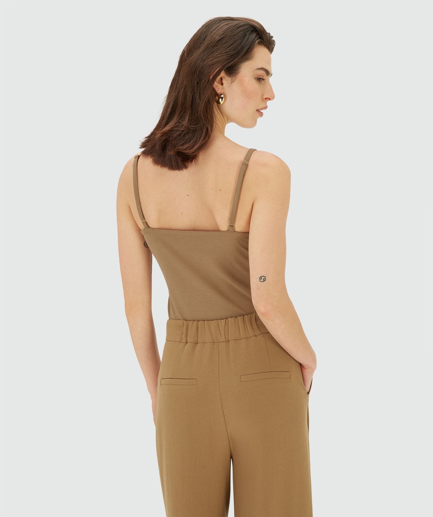 RIVER slim fit top met kant - light khaki