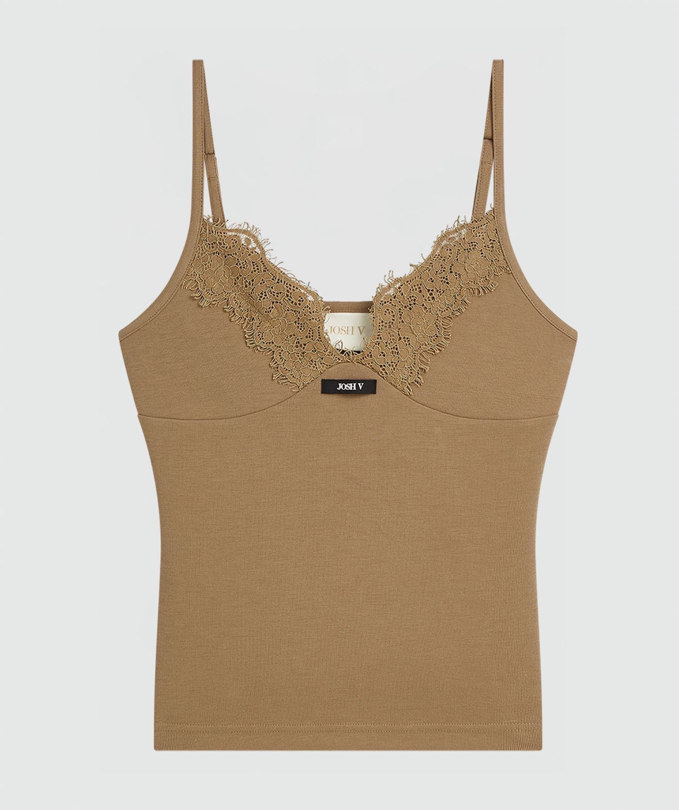 RIVER slim fit top met kant - light khaki