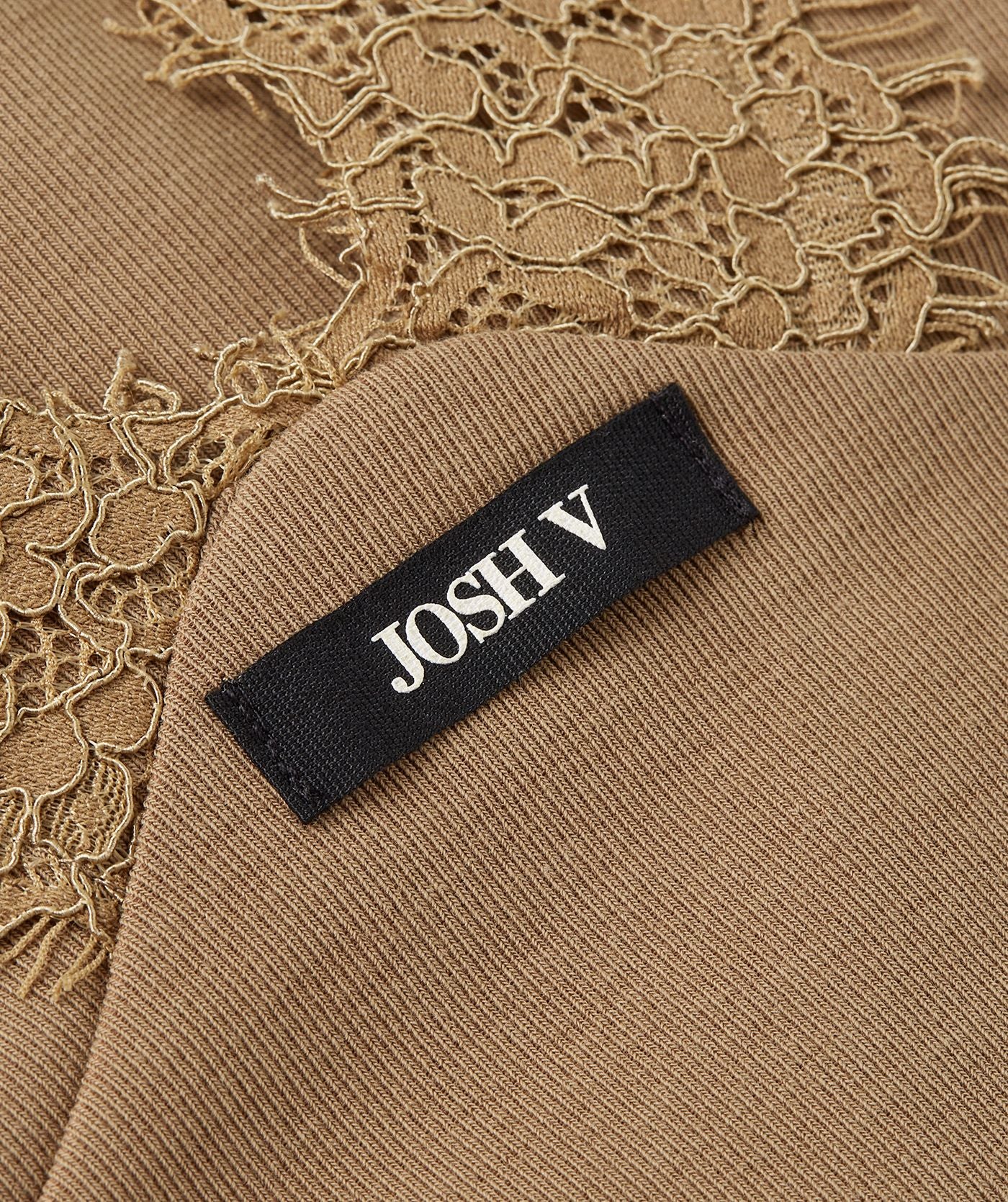 RIVER slim fit top met kant - light khaki