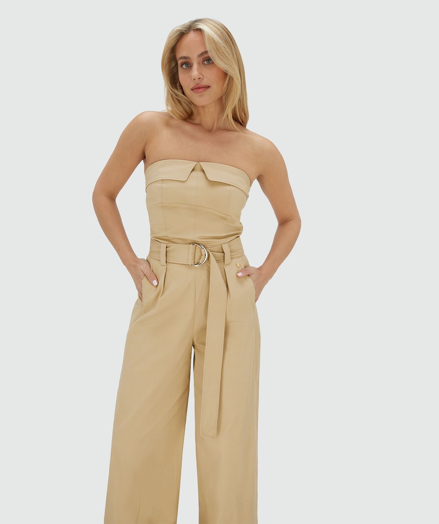 MYRA wide leg jumpsuit - light camel