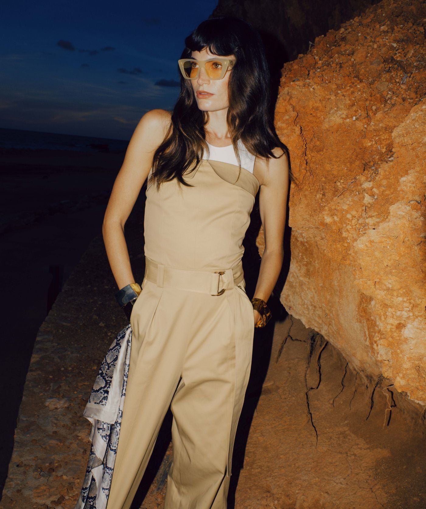 MYRA wide leg jumpsuit - light camel