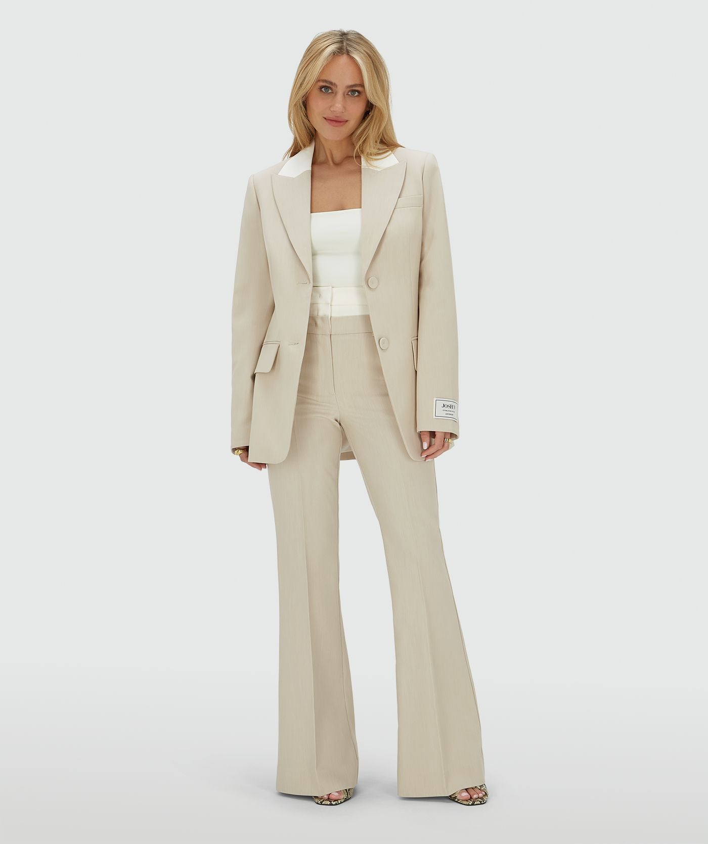 LIORA high rise flared pantalon - ecru melange
