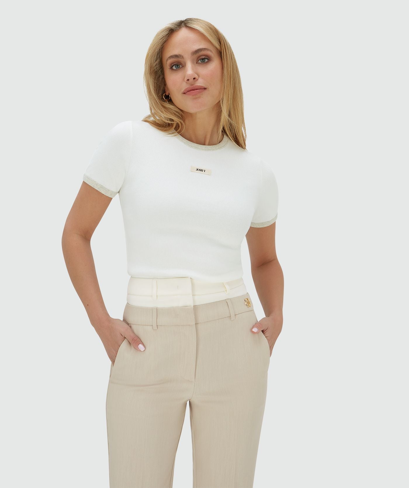 CODY slim fit T-shirt met logo - off white