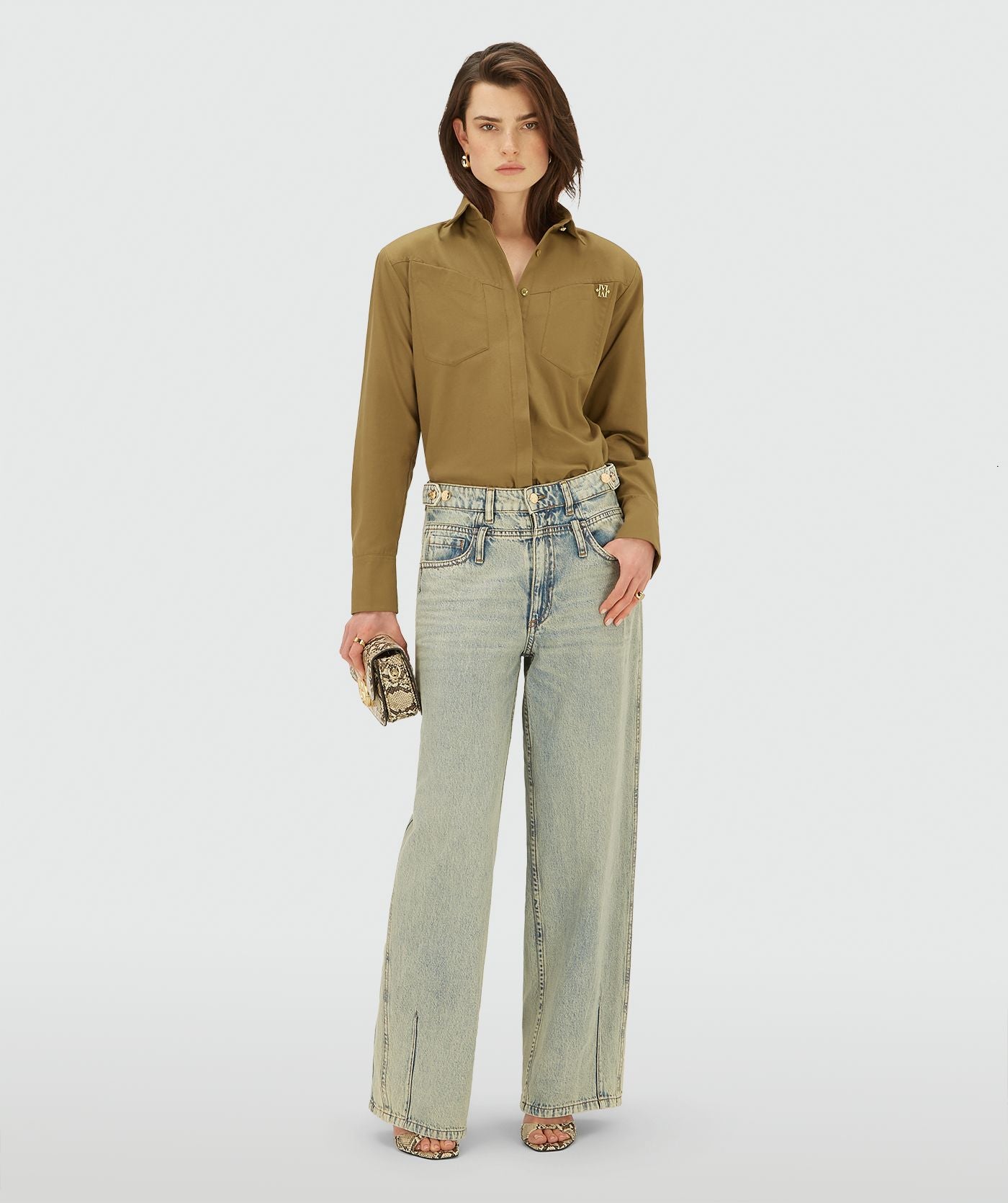 LOUELLA mid rise wide leg jeans - light dirty denim