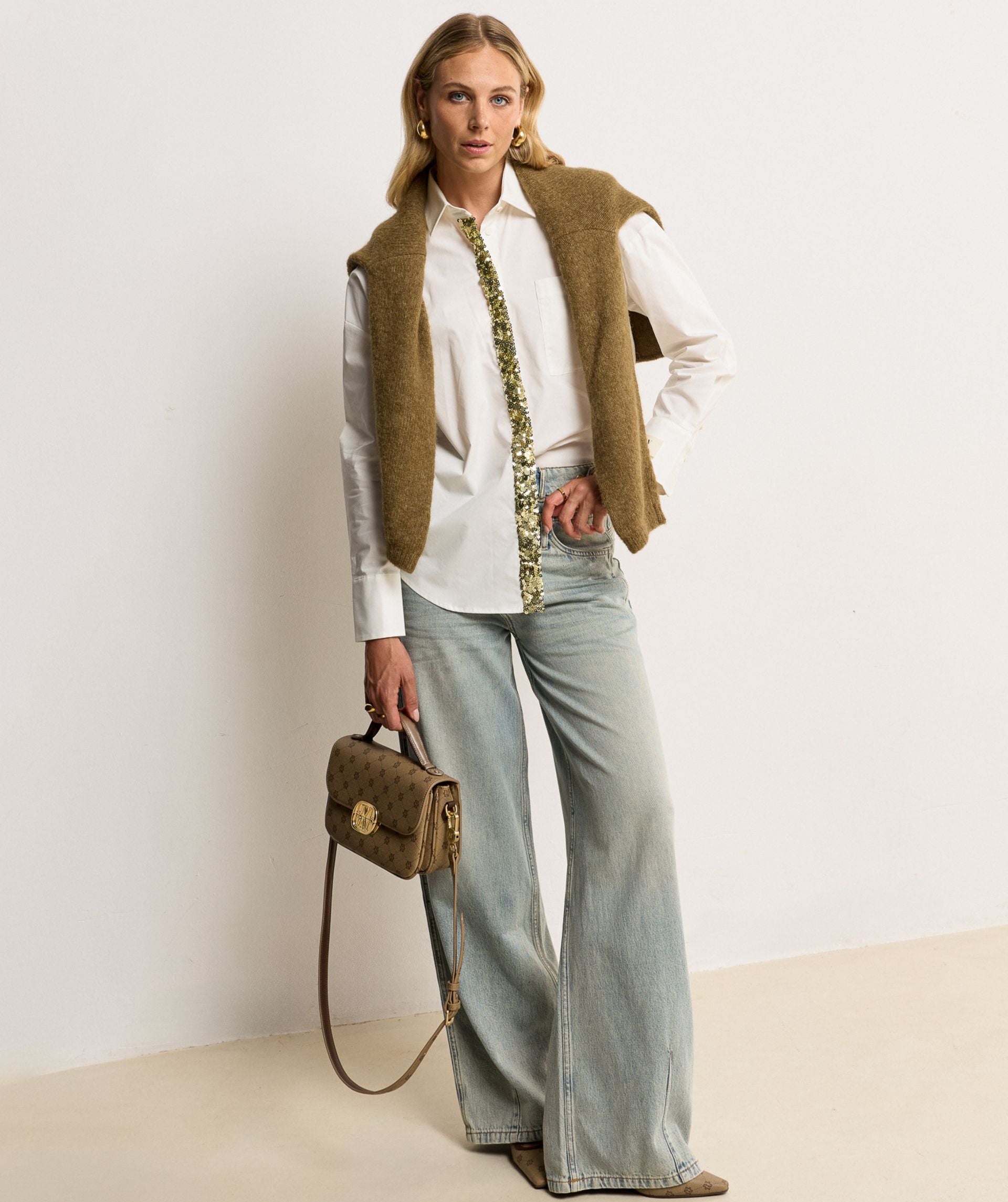 LOUELLA mid rise wide leg jeans - light dirty denim