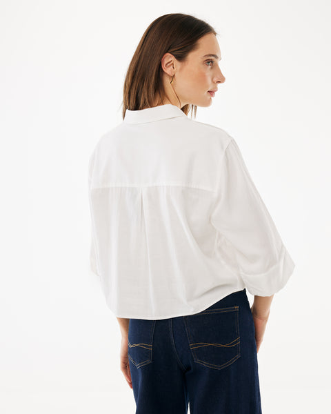 Boxy poplin blouse wit