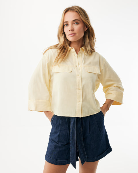 Boxy poplin blouse light yellow