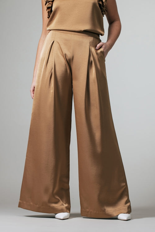 Rumi Satijnen bandplooipantalon