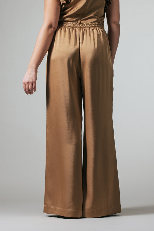Rumi Satijnen bandplooipantalon