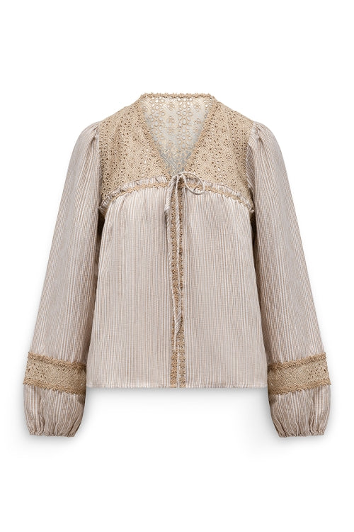 Atoli Blouse met streepdessin en broderie anglaise
