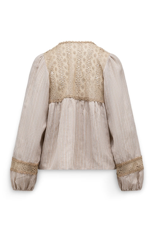 Atoli Blouse met streepdessin en broderie anglaise