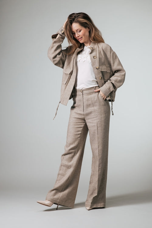 Roxanne Wijde pantalon met gouden glans