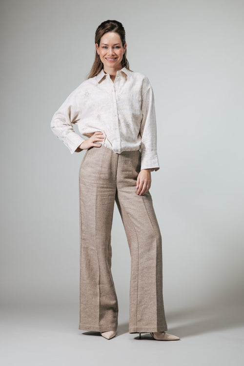 Roxanne Wijde pantalon met gouden glans