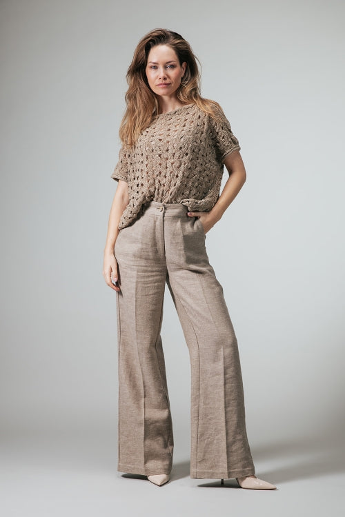 Roxanne Wijde pantalon met gouden glans