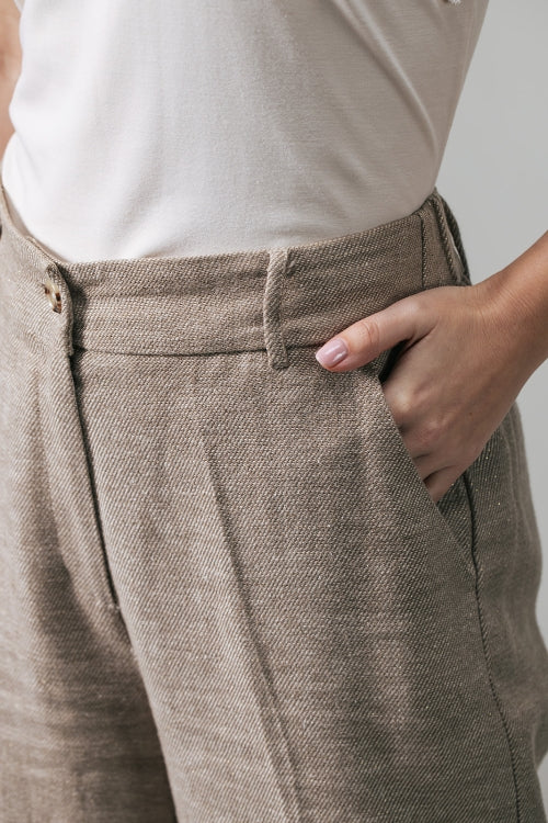 Roxanne Wijde pantalon met gouden glans
