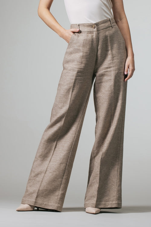 Roxanne Wijde pantalon met gouden glans