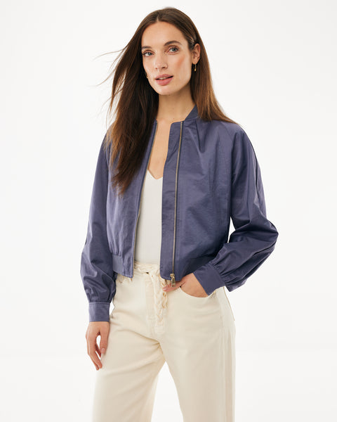 Cropped bomber mid blue
