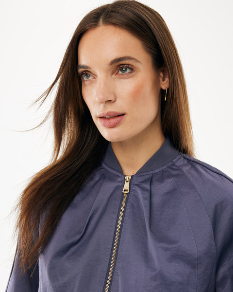 Cropped bomber mid blue