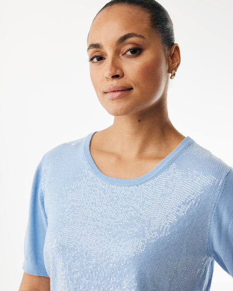 Sequins Top Fresh Blue