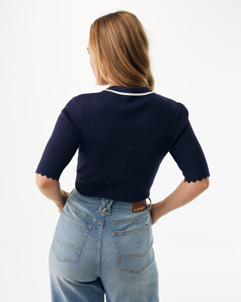 Ivy rib polo midnight blue