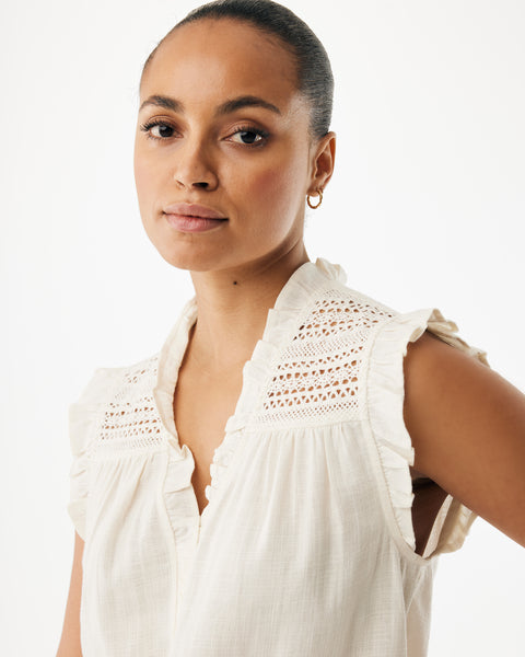 Linen mix slub Blouse off white